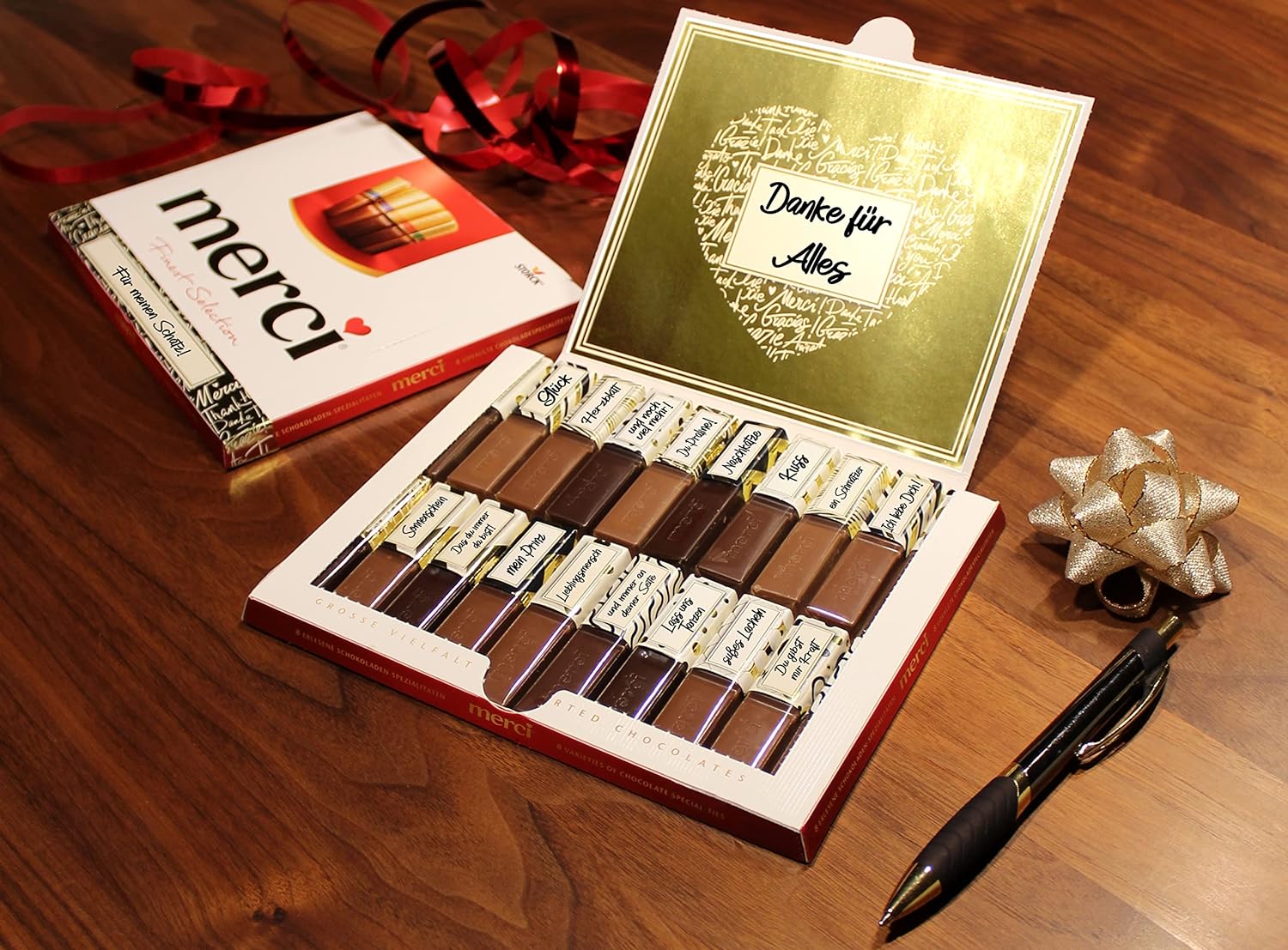Geschenkideen aus Schoklade - Merci Aufklebersets - Vulava® | Einladungskarten