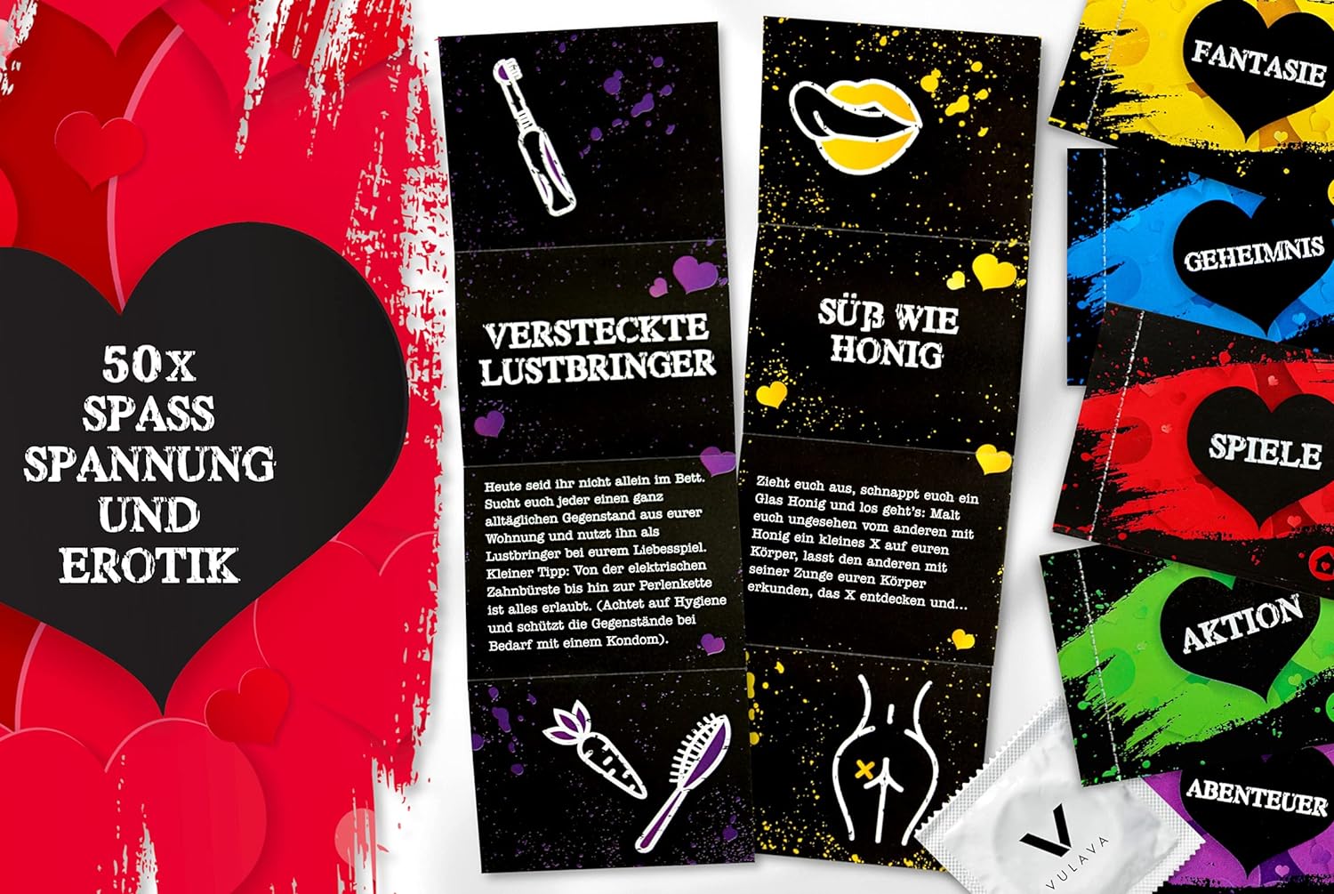 Sex Spiel - Ideen & Erotische Augaben - Erotische Losbox für Paare | Vulava®