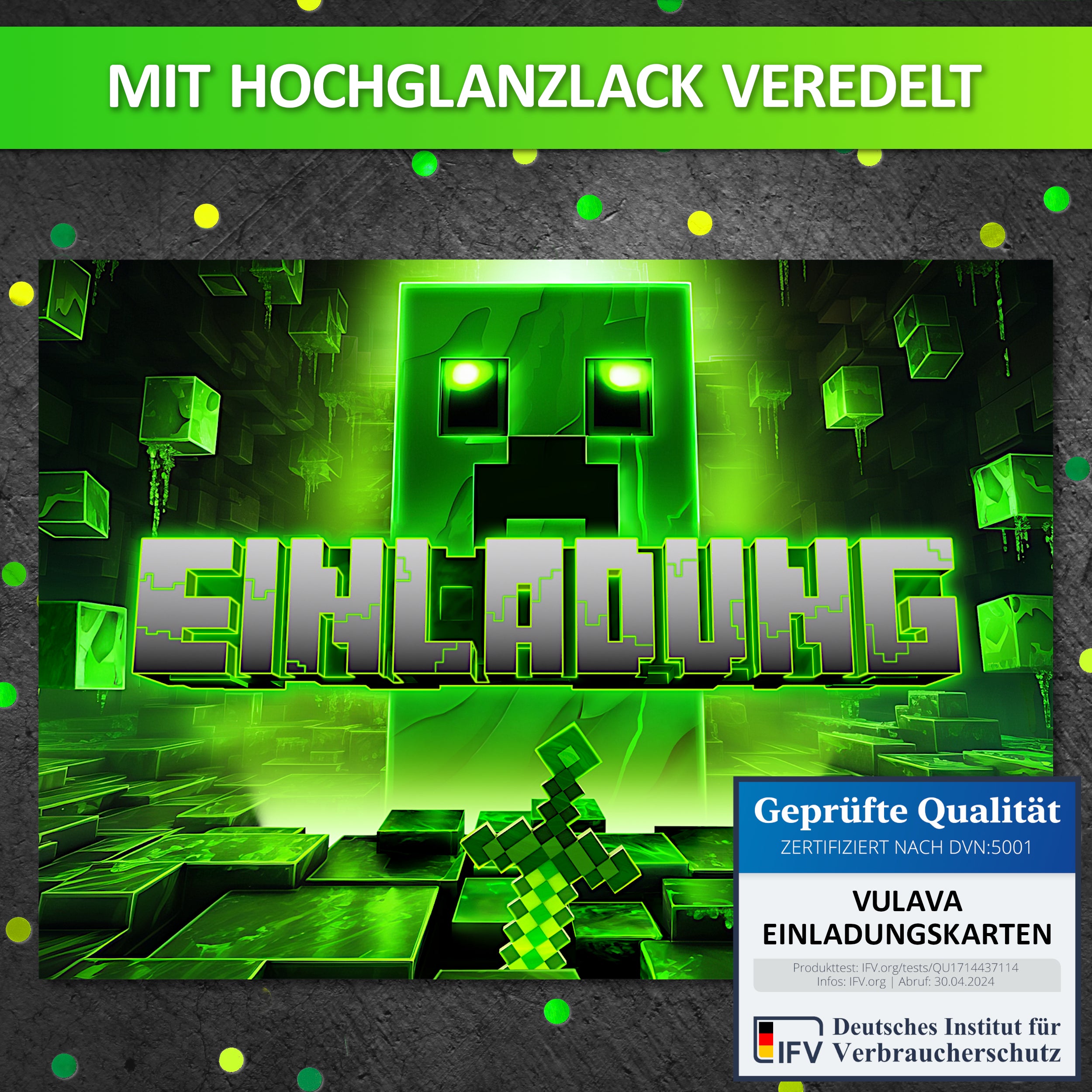 Minecraft Einladungskarten 12x | Vulava® | Einladungskarten