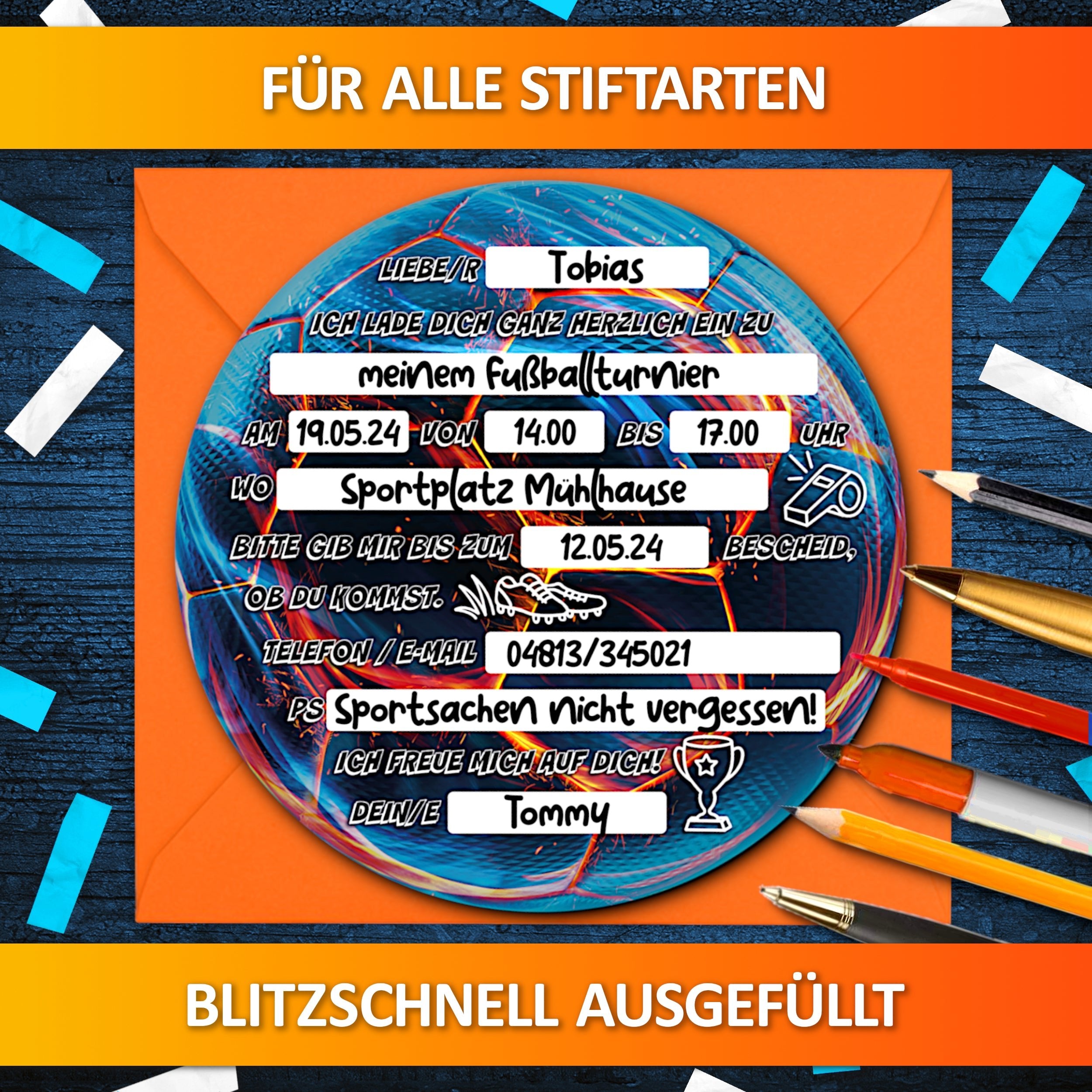 Einladungskarten Zum Fußball Kindergeburtstag | Vulava®