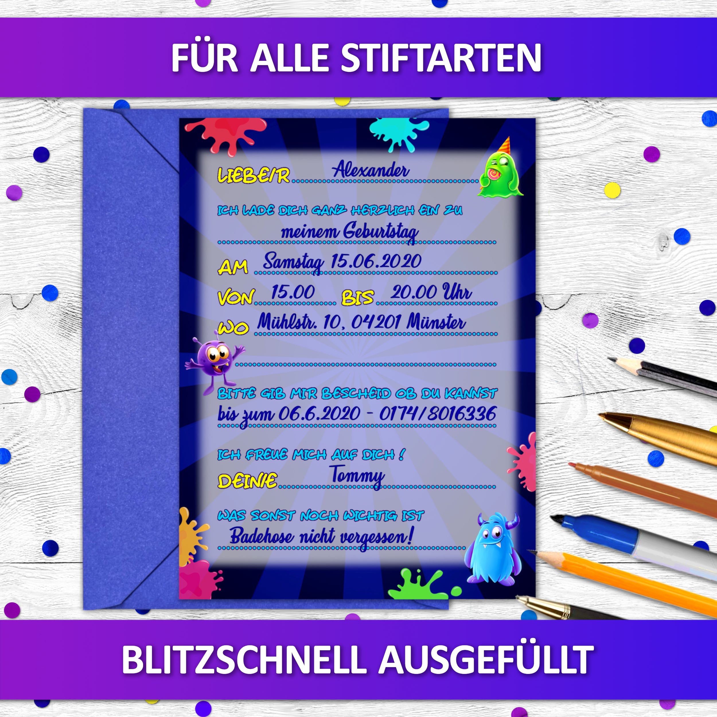 Monster Einladungskarten | Vulava®