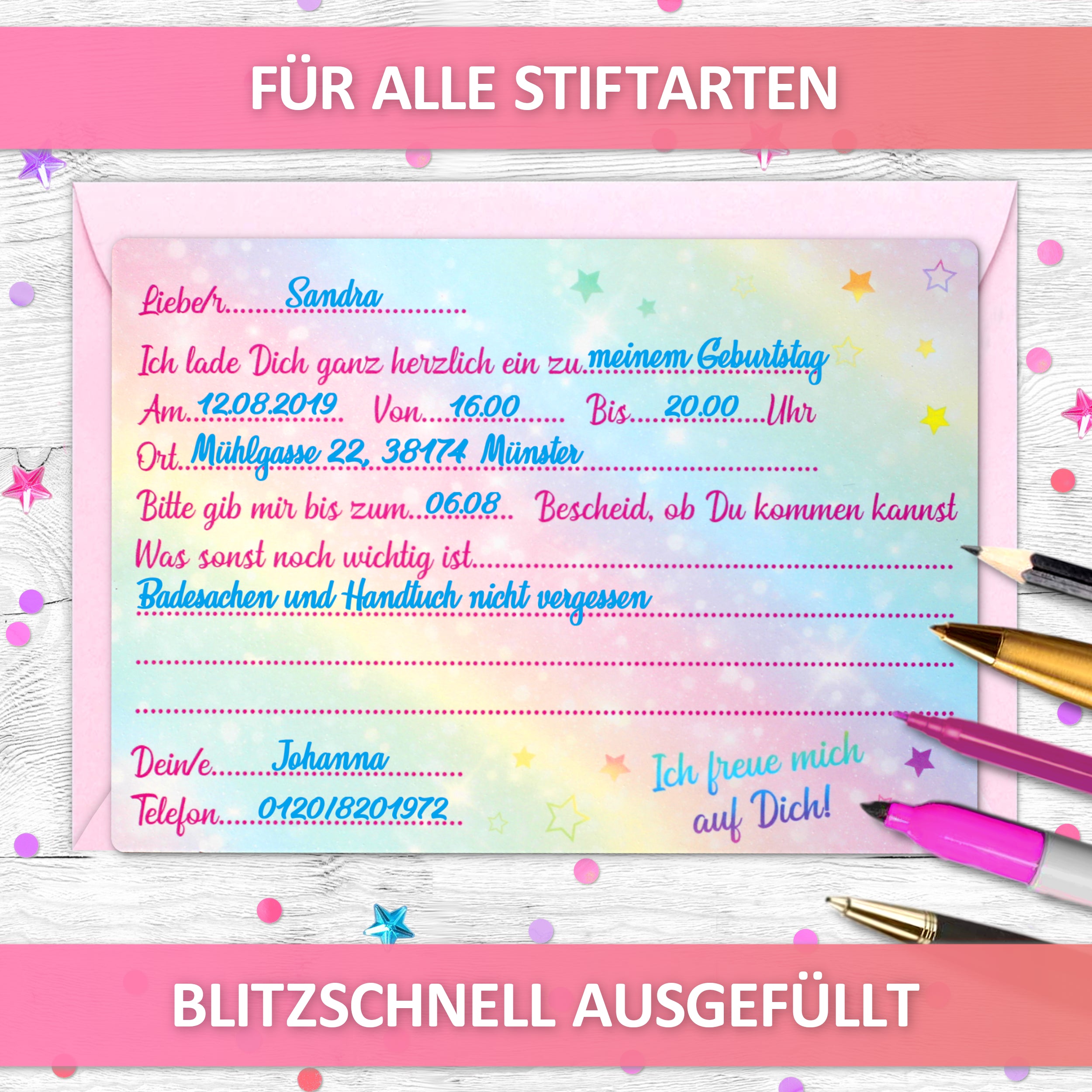 Regenbogen Einladungskarten | Vulava®