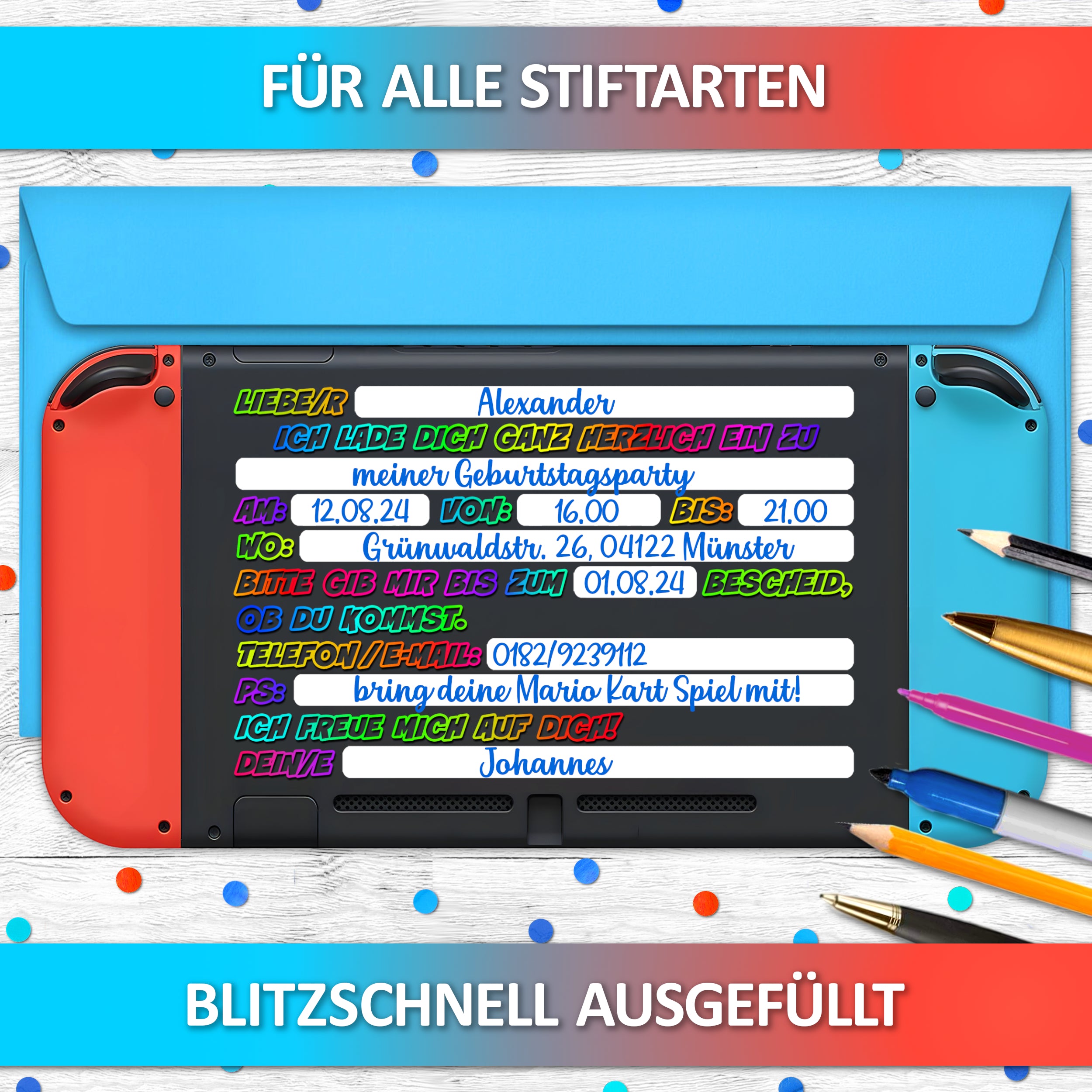 Nintendo Switch Einladungskarten | Vulava®