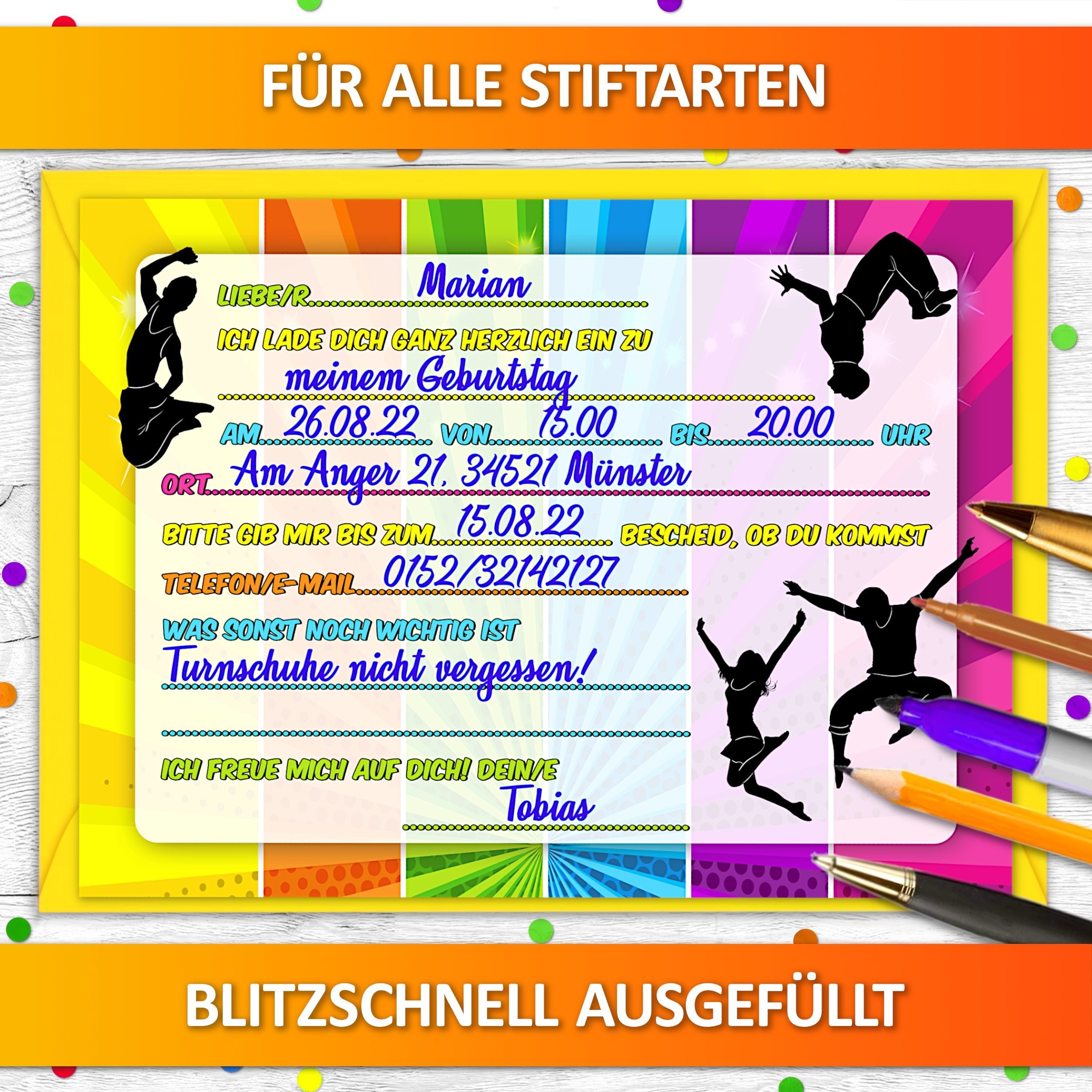 Jump Party Einladungskarten | Vulava®