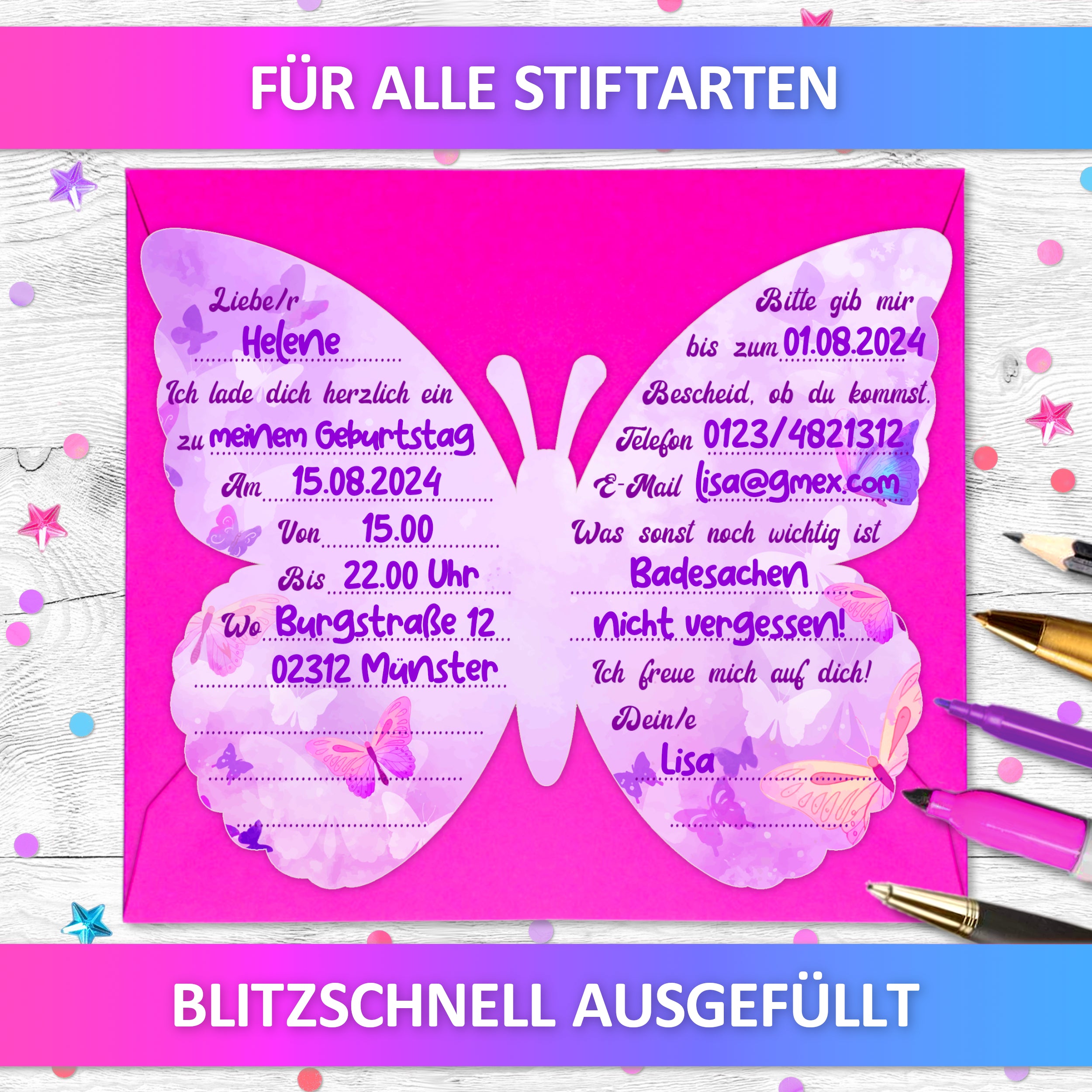 Schmetterling Einladungskarten | Vulava®