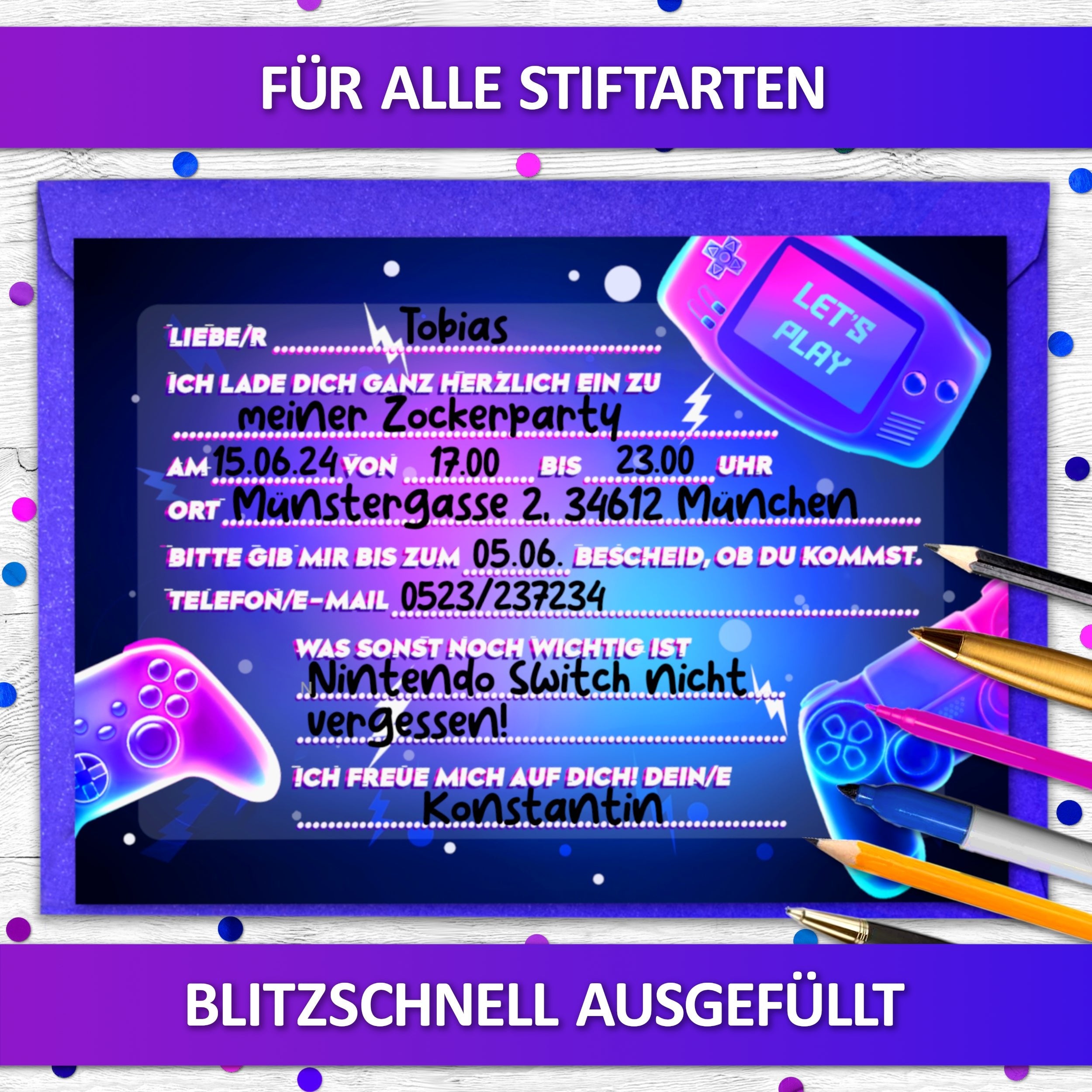 Gaming Einladungskarten | Vulava®