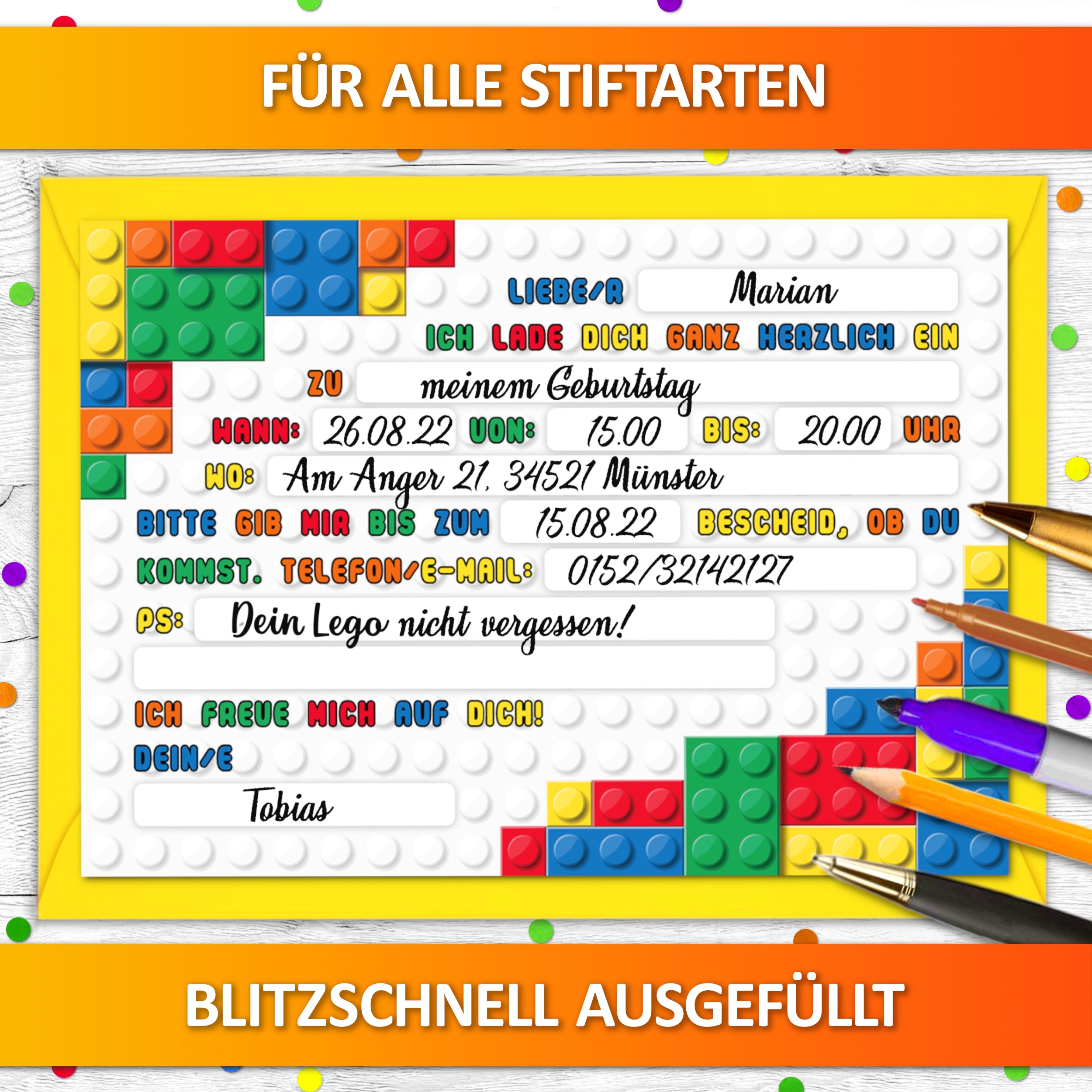 Lego Einladungskarten | Vulava®