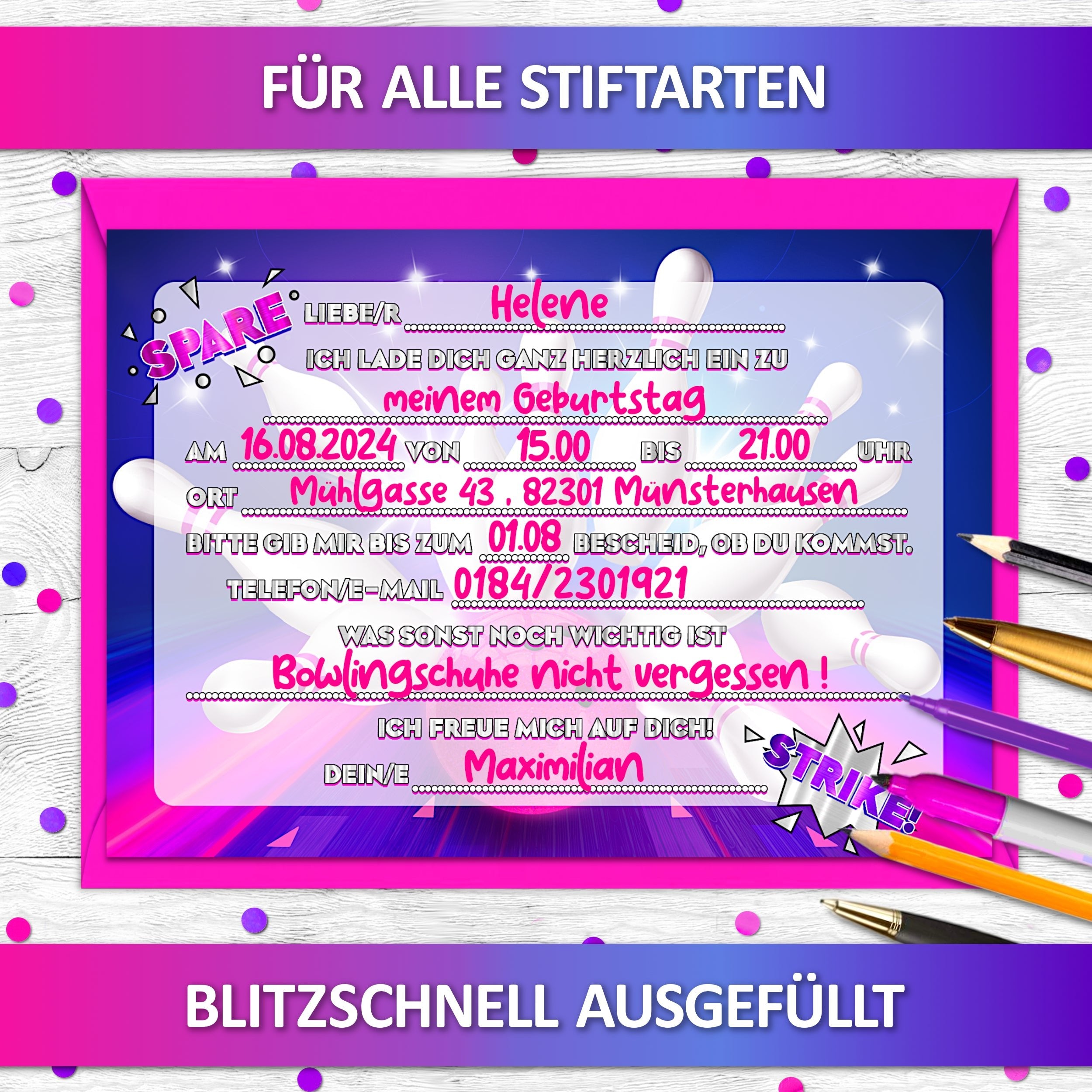 Bowling Einladungskarten | Vulava®