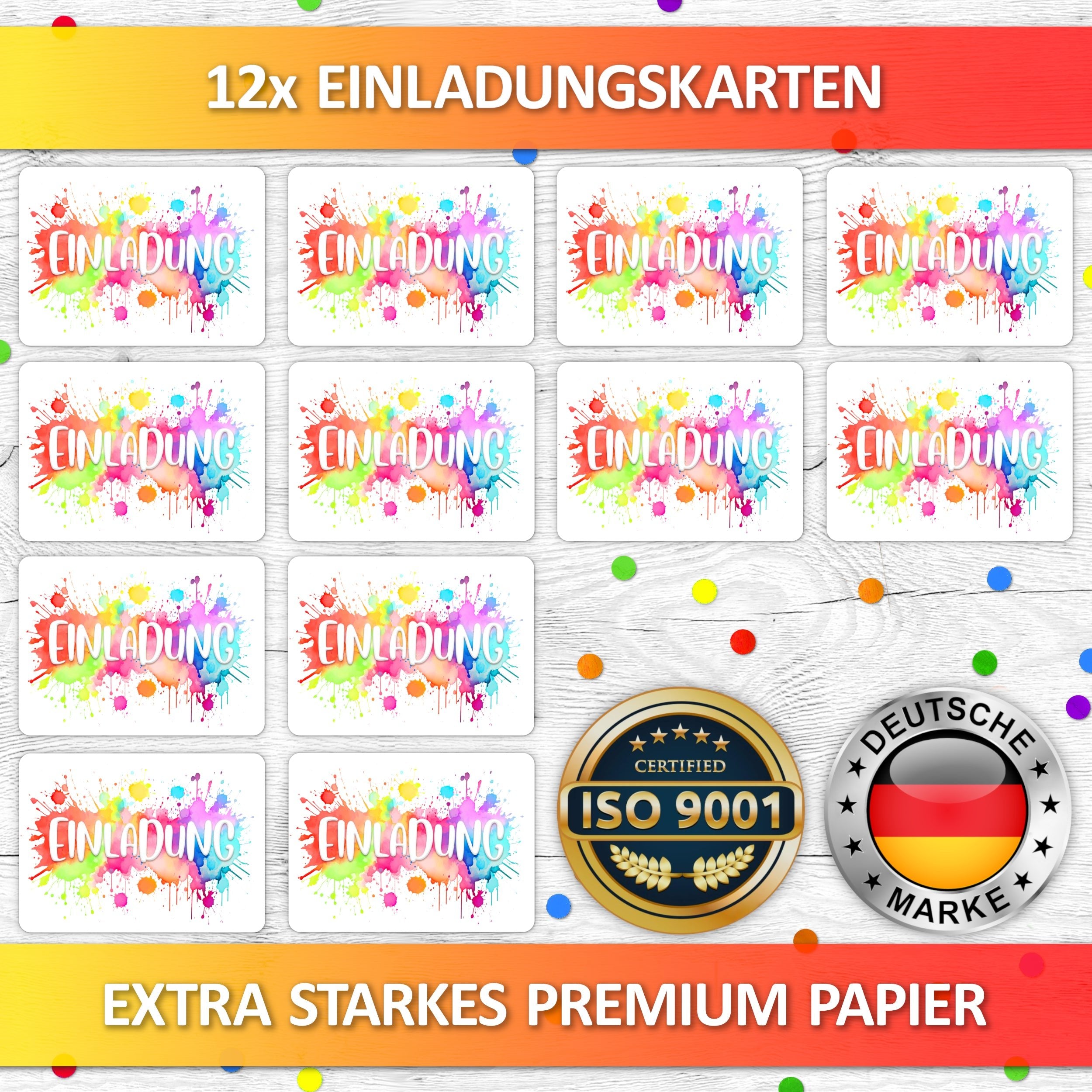 Bunte Einladungskarten ''Splash'' | Vulava®