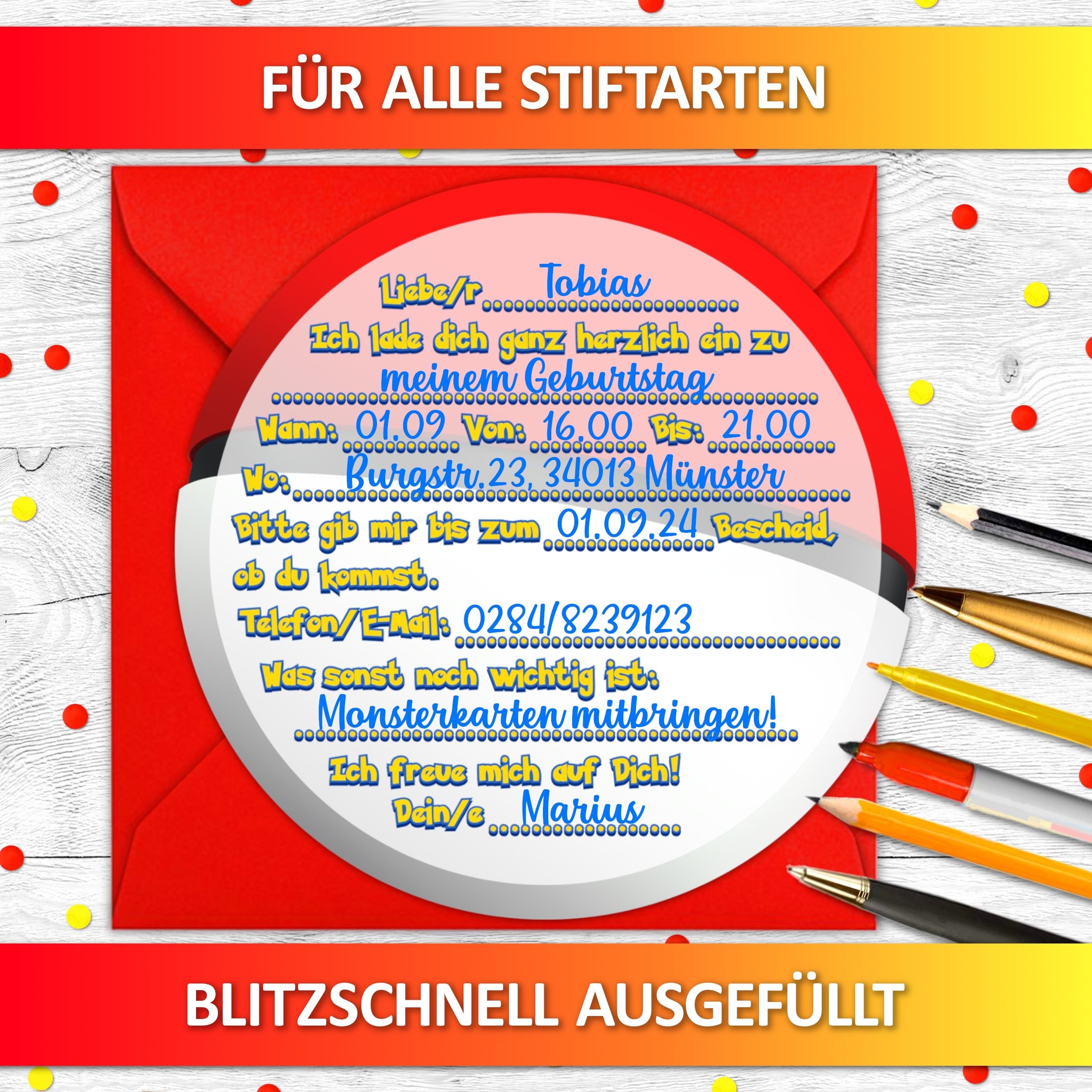 Pokeball Einladungskarten | Vulava®