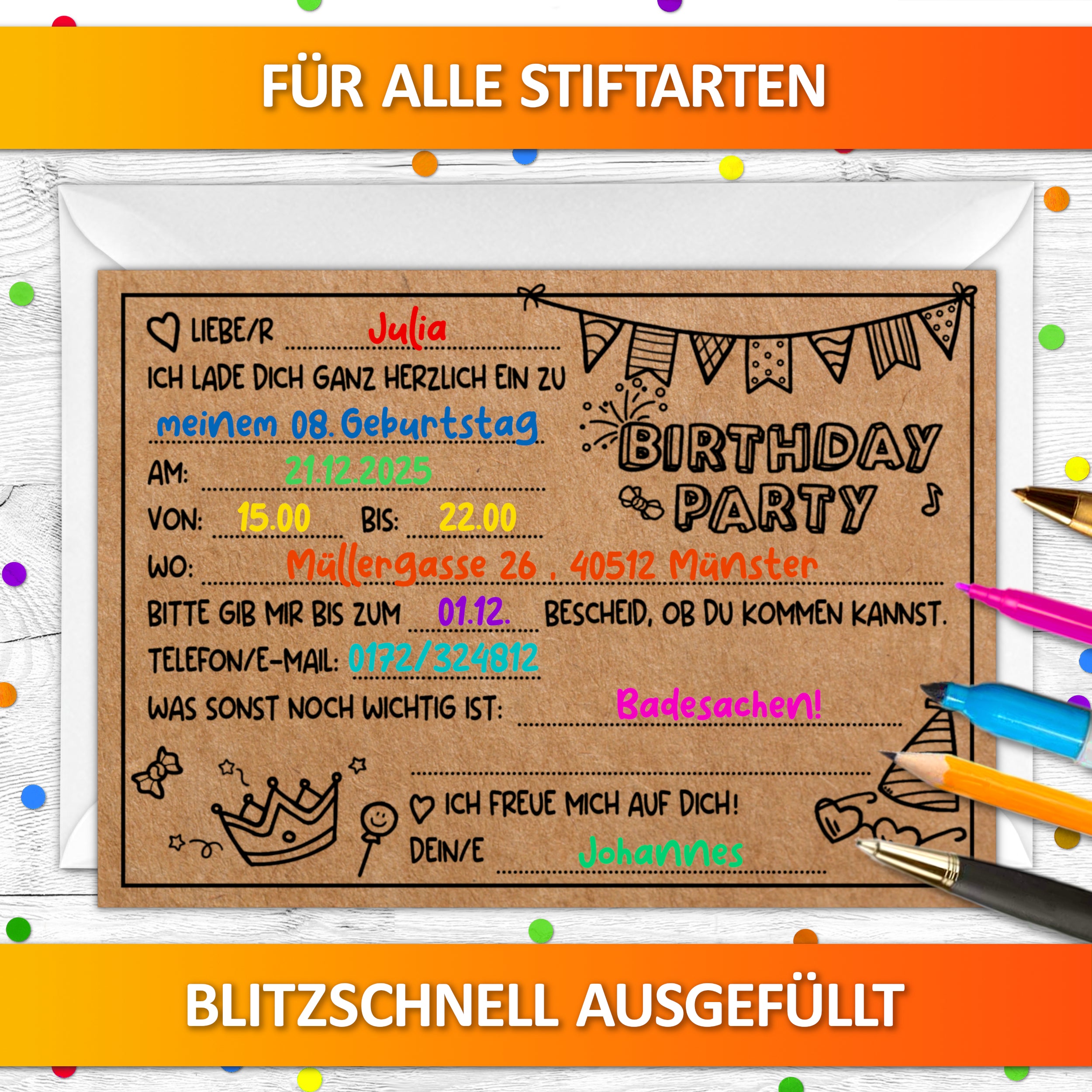 Schokoriegel Einladungskarten
