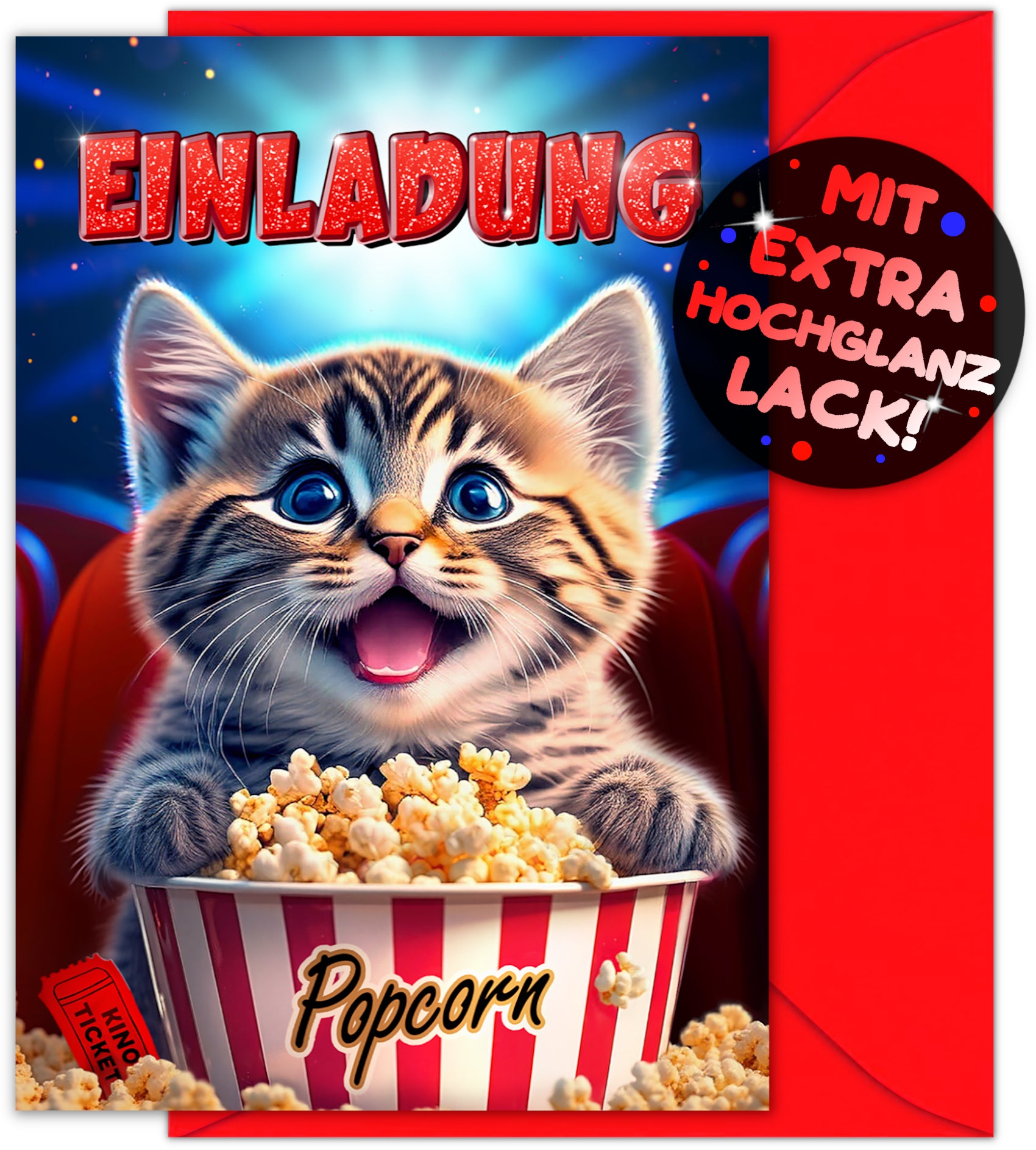 Kino Katze Einladungskarten