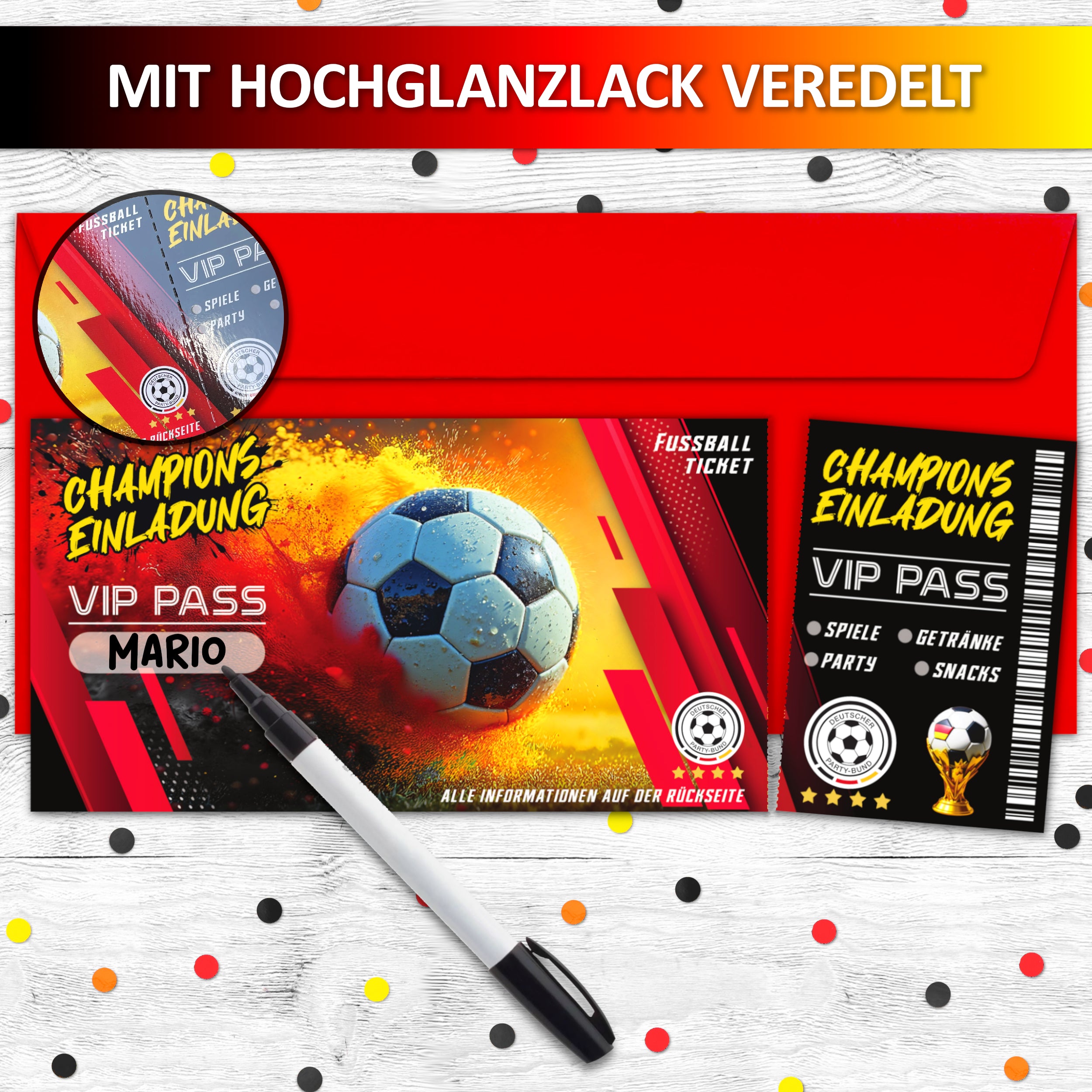 Fußball Ticket Einladungskarten