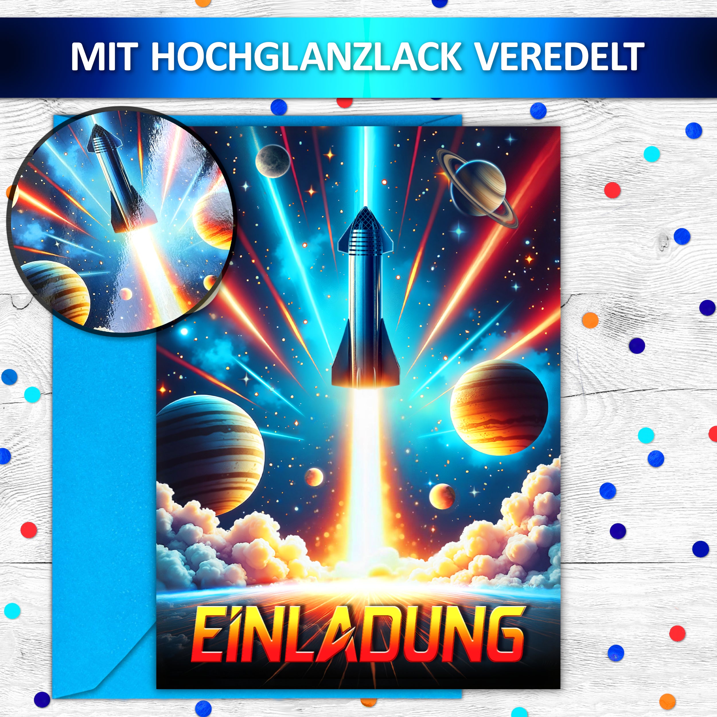 Rakete EINLADUNGSKARTEN