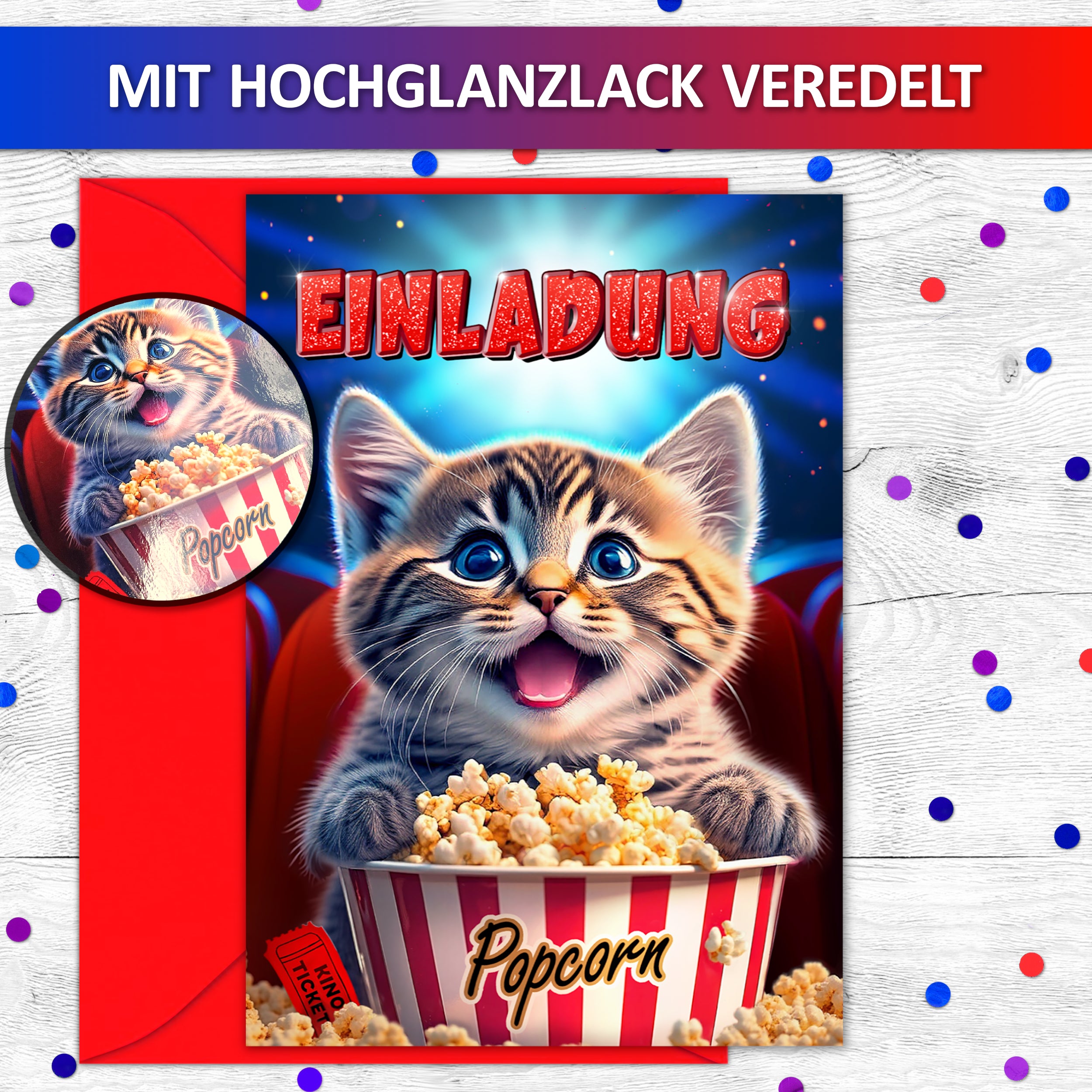 Kino Katze Einladungskarten