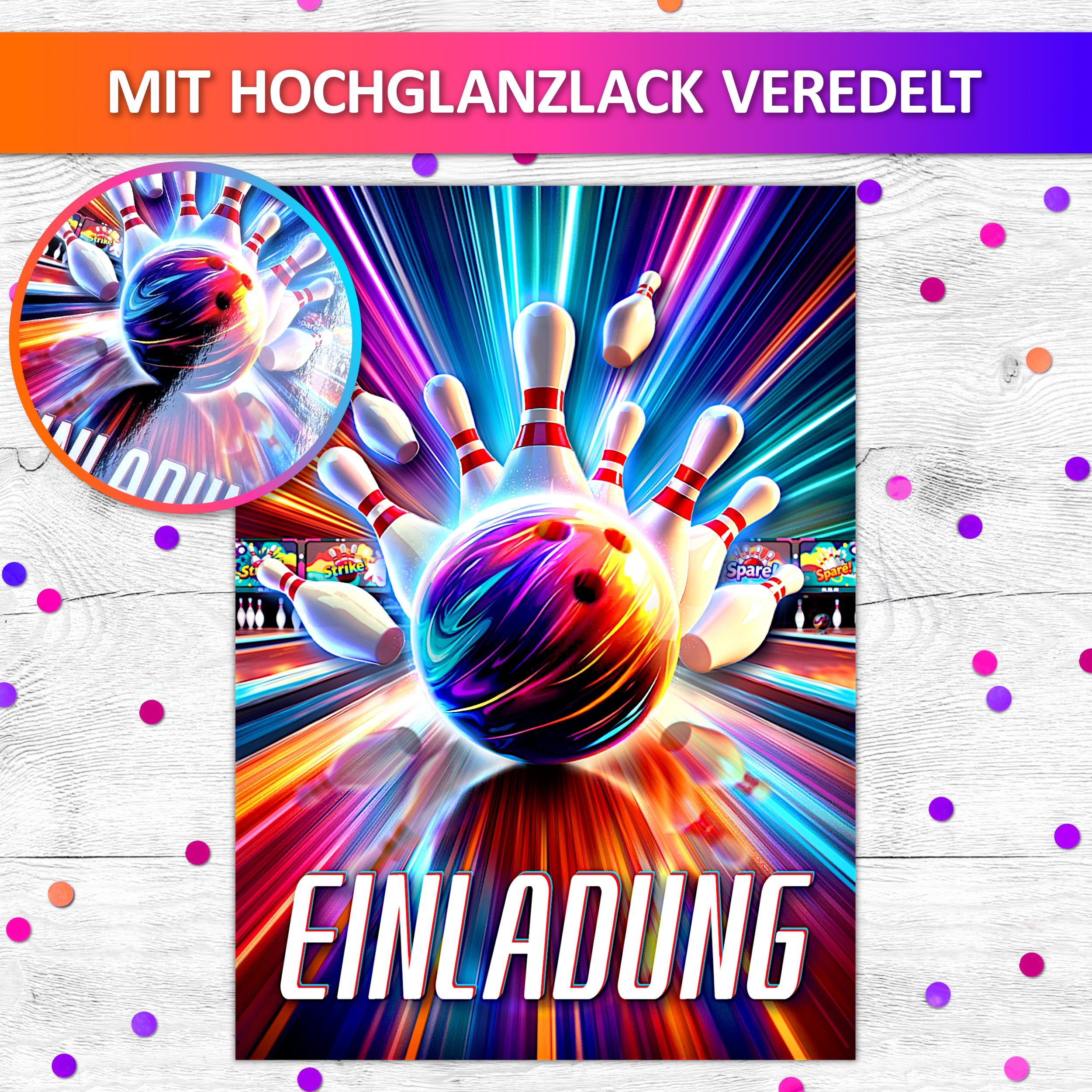 Bowling Einladungskarten
