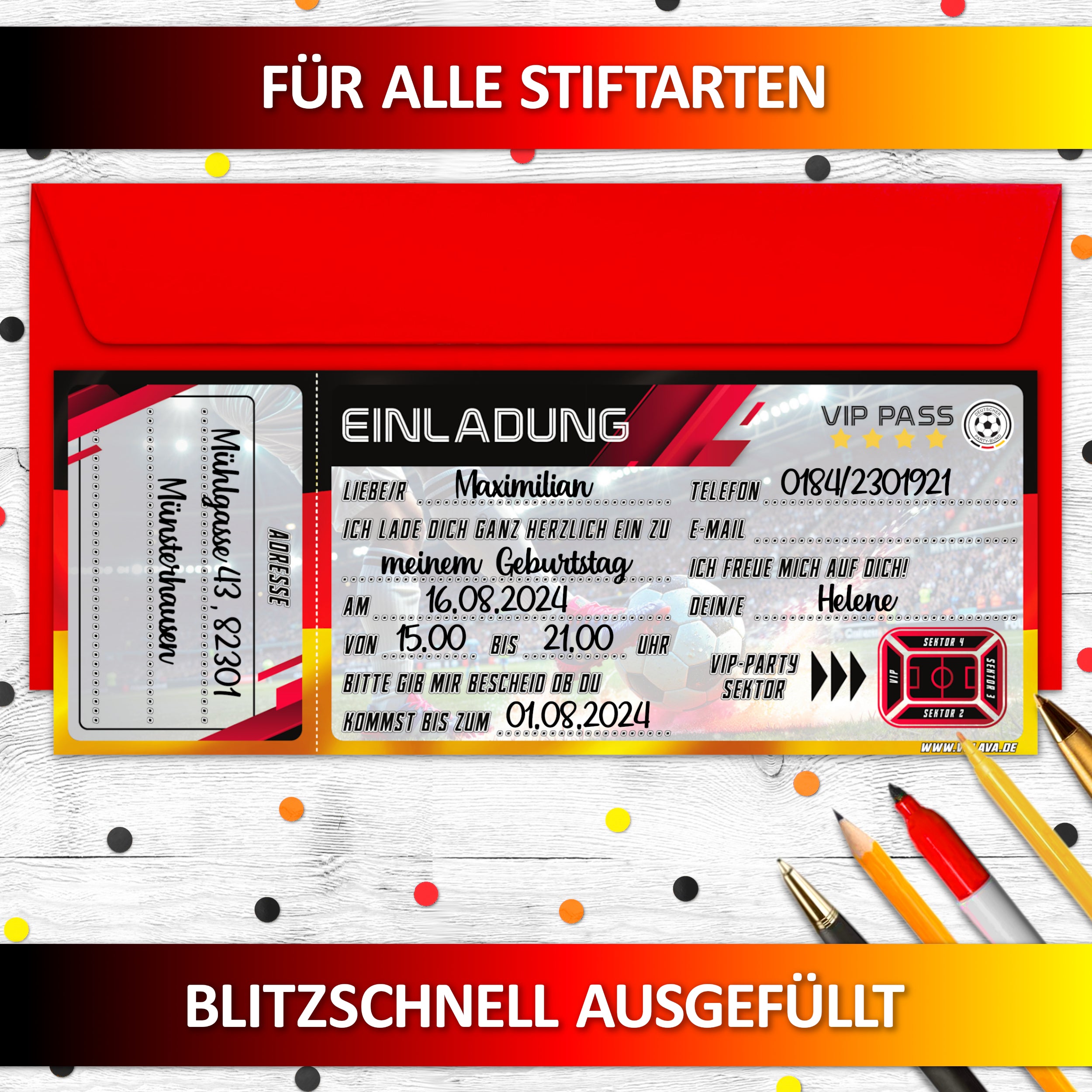 Fußball Ticket Einladungskarten