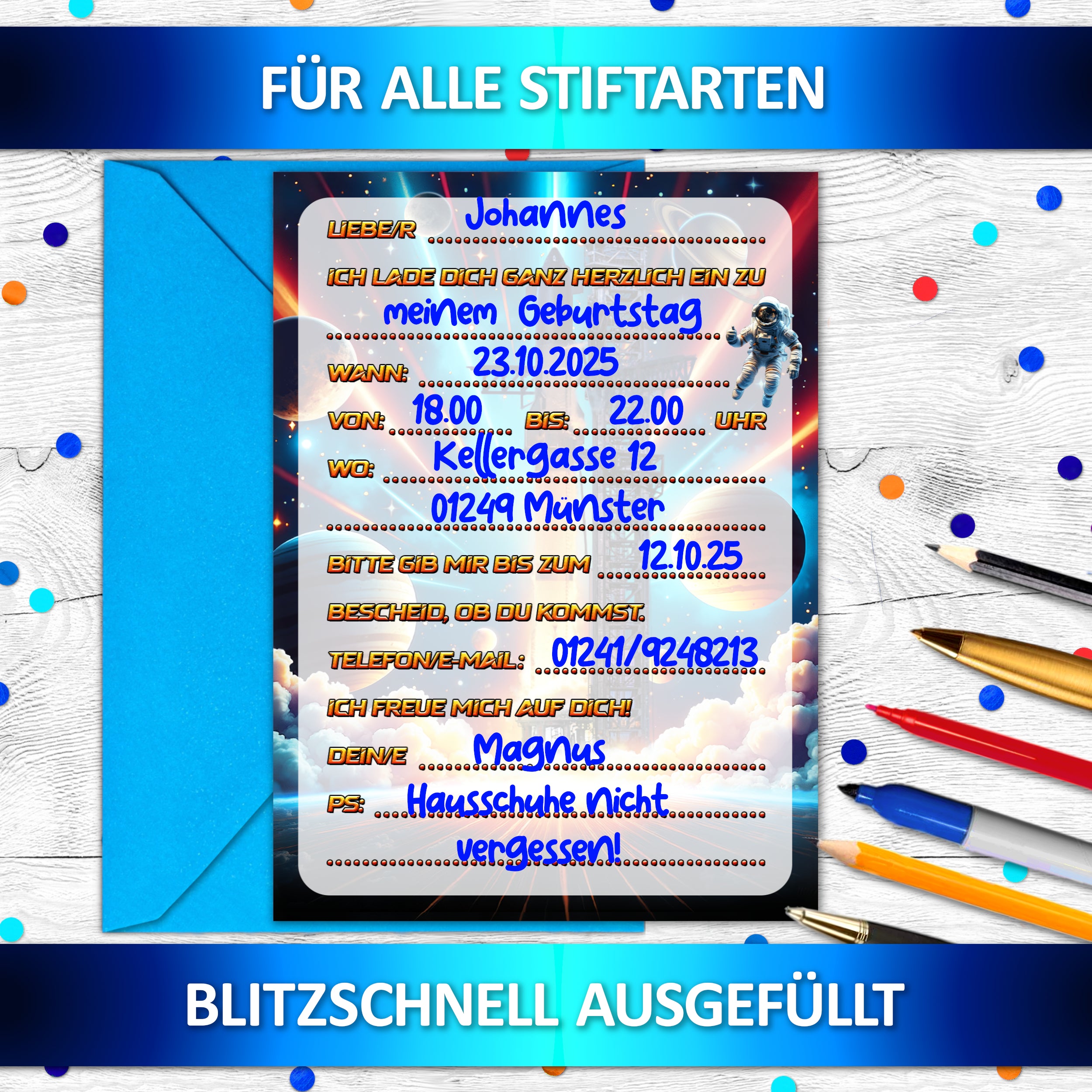Rakete EINLADUNGSKARTEN