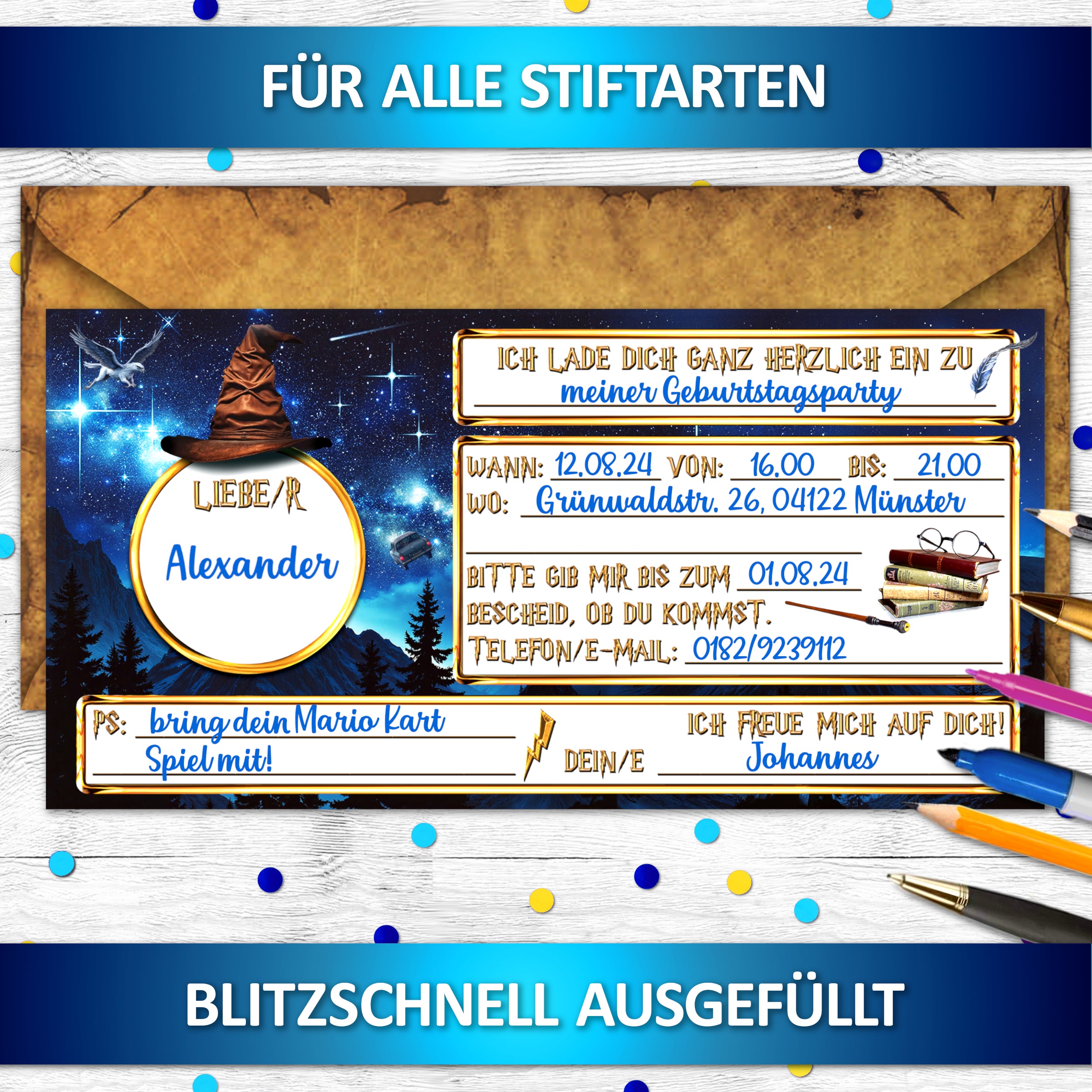 Zauberer Einladungskarten