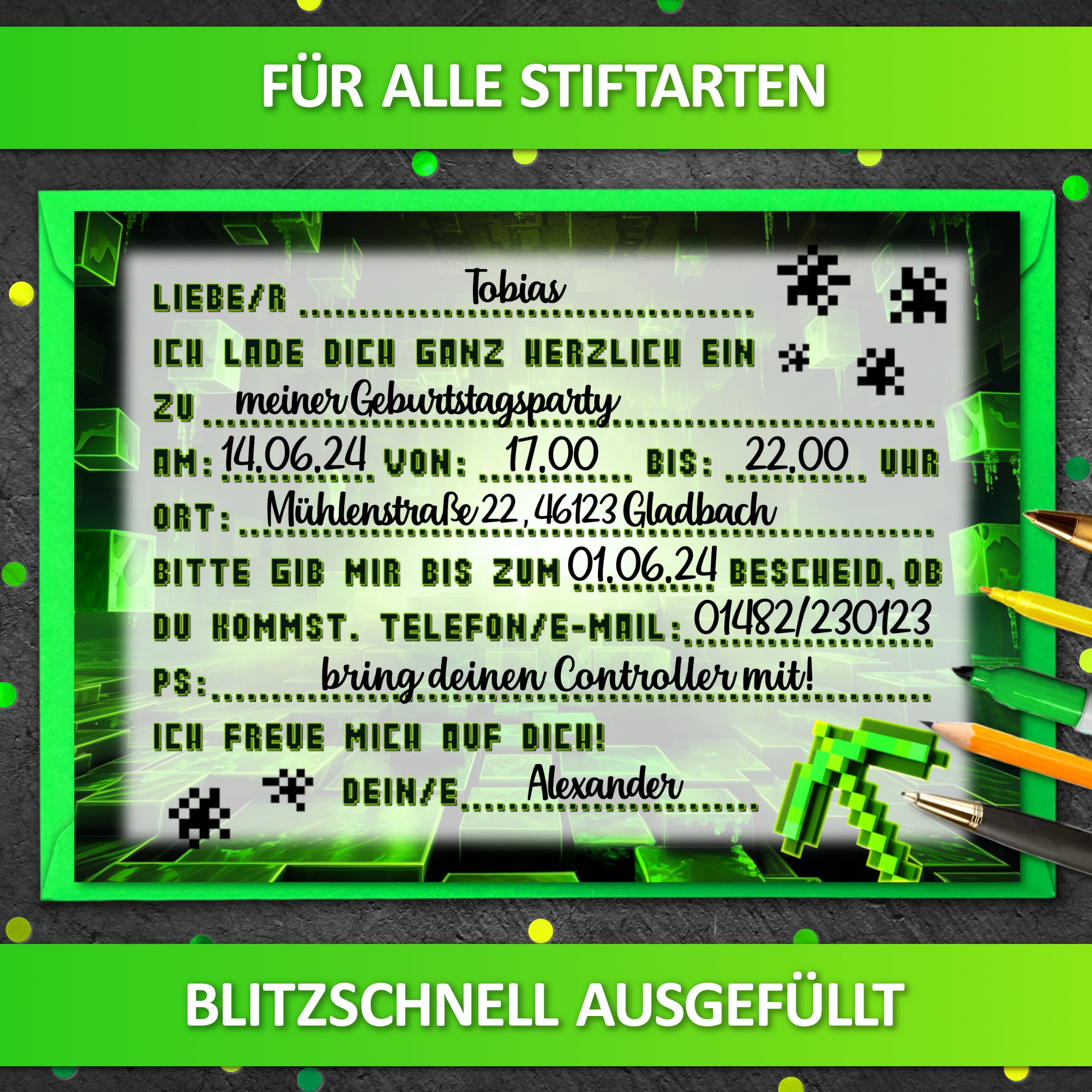 Blockmonster Einladungskarten