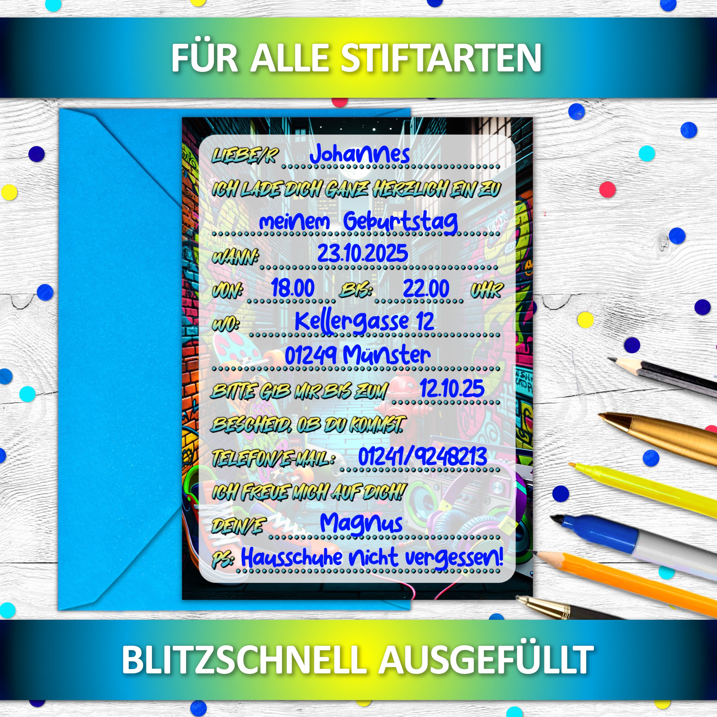 Graffiti EINLADUNGSKARTEN