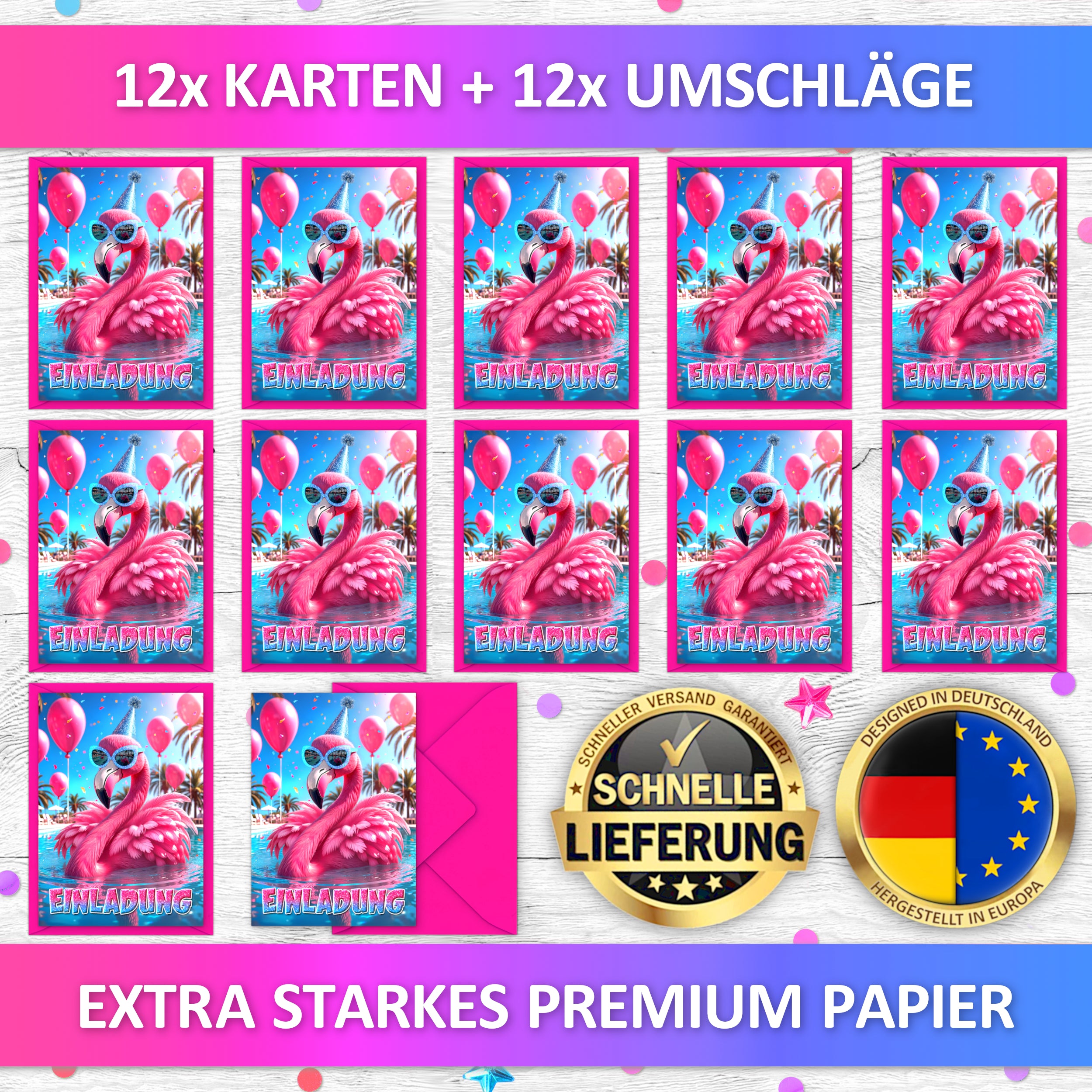 Flamingo Pool Party Einladungskarten