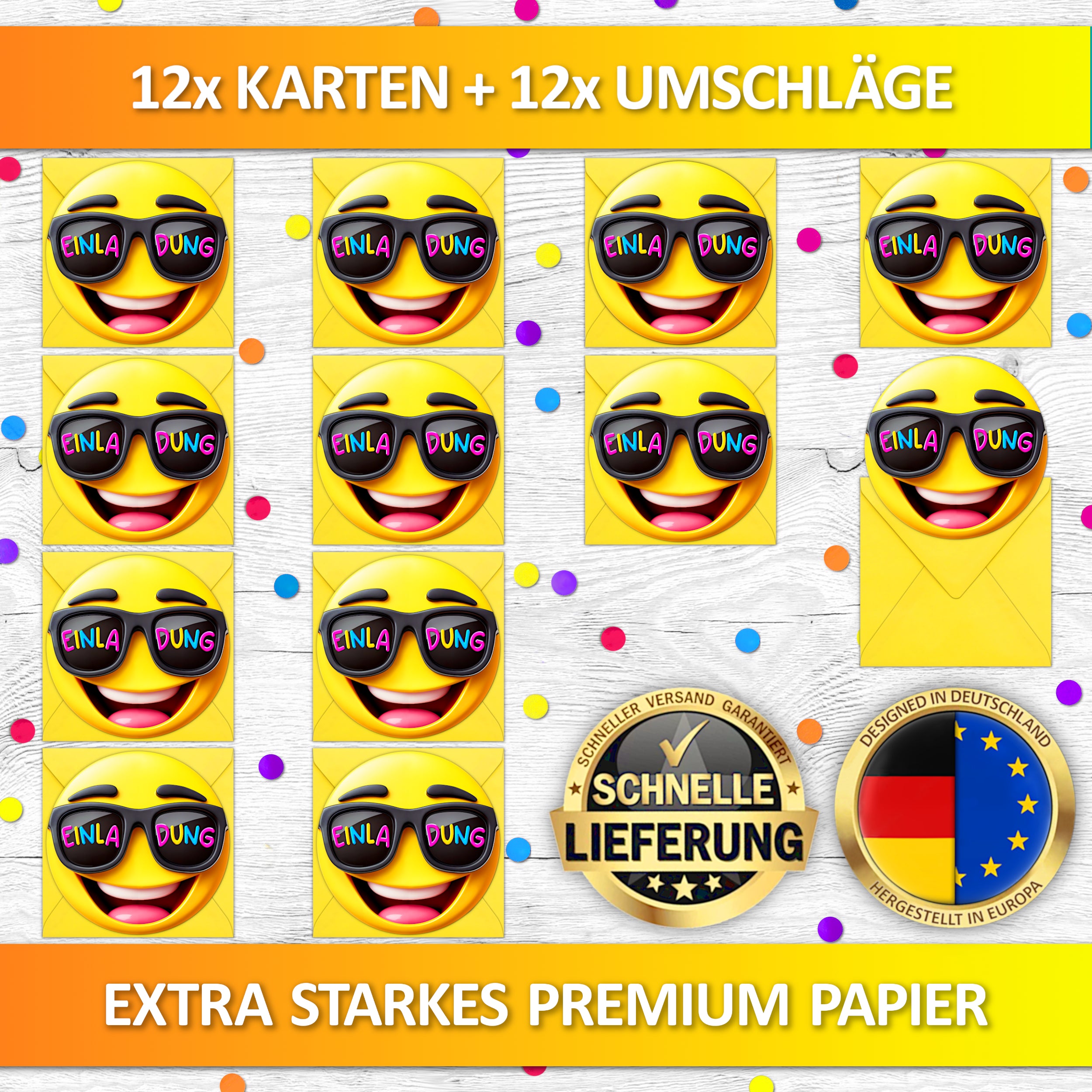 Smiley Einladungskarten