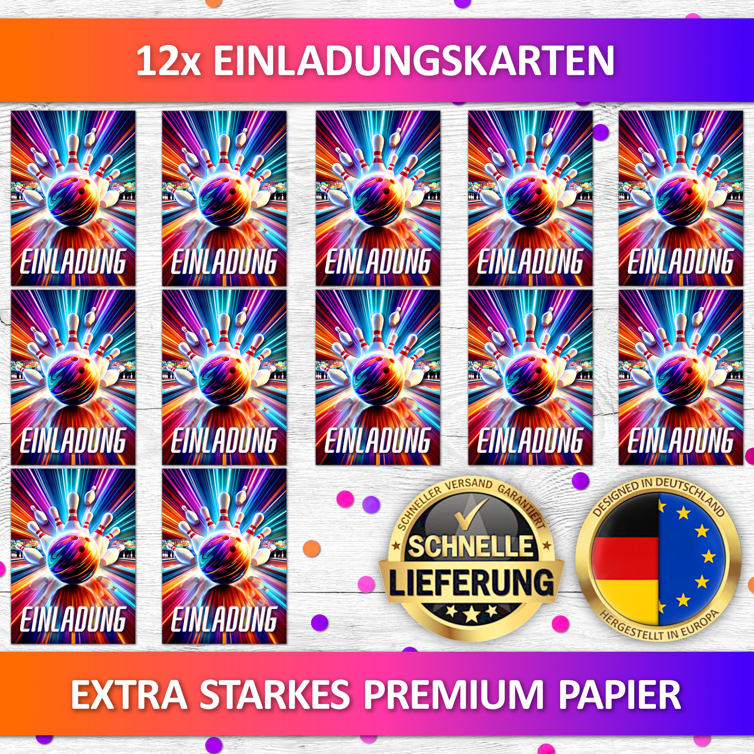 Bowling Einladungskarten