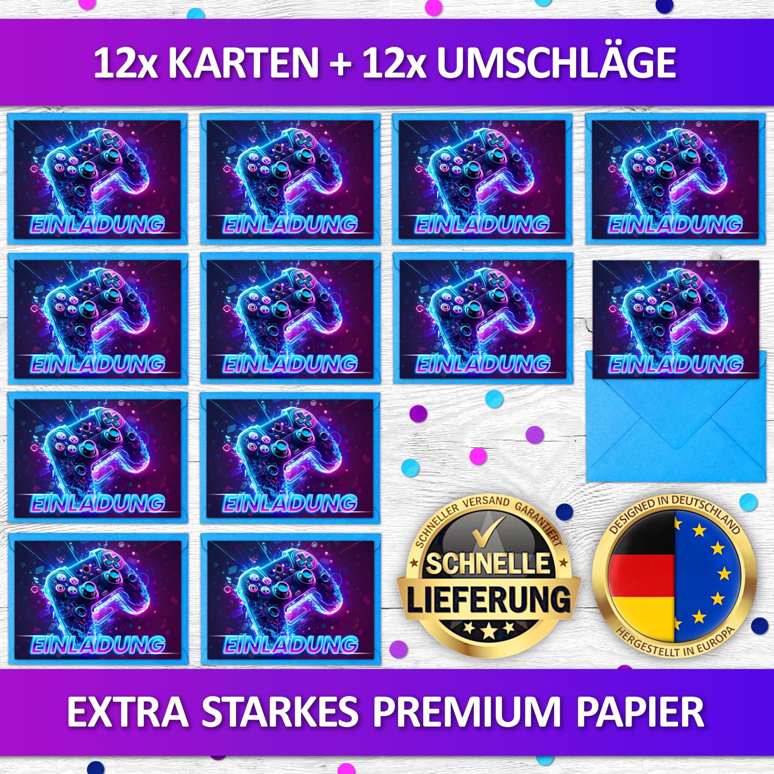 Gaming Einladungskarten