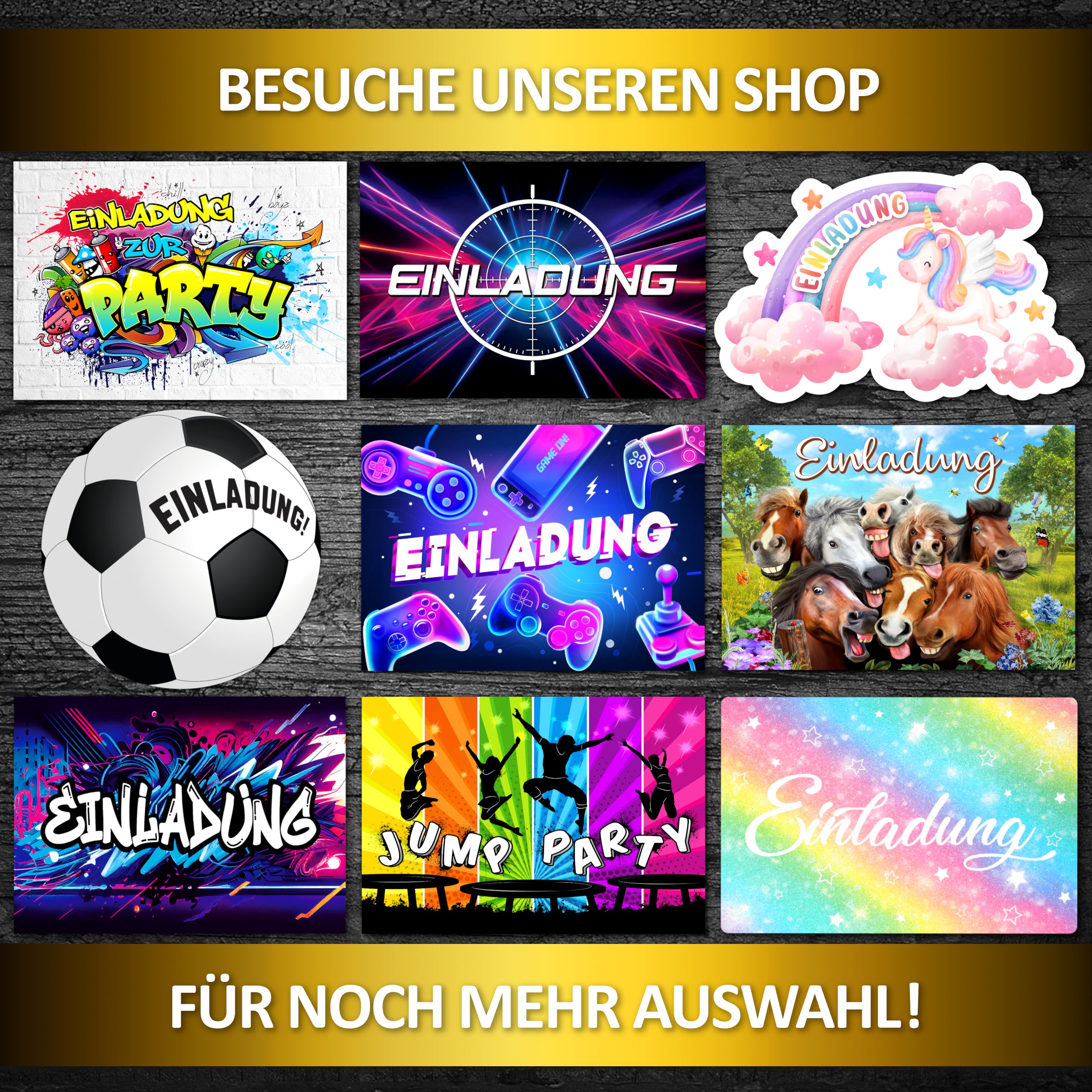 Fußball Gold Einladungskarten