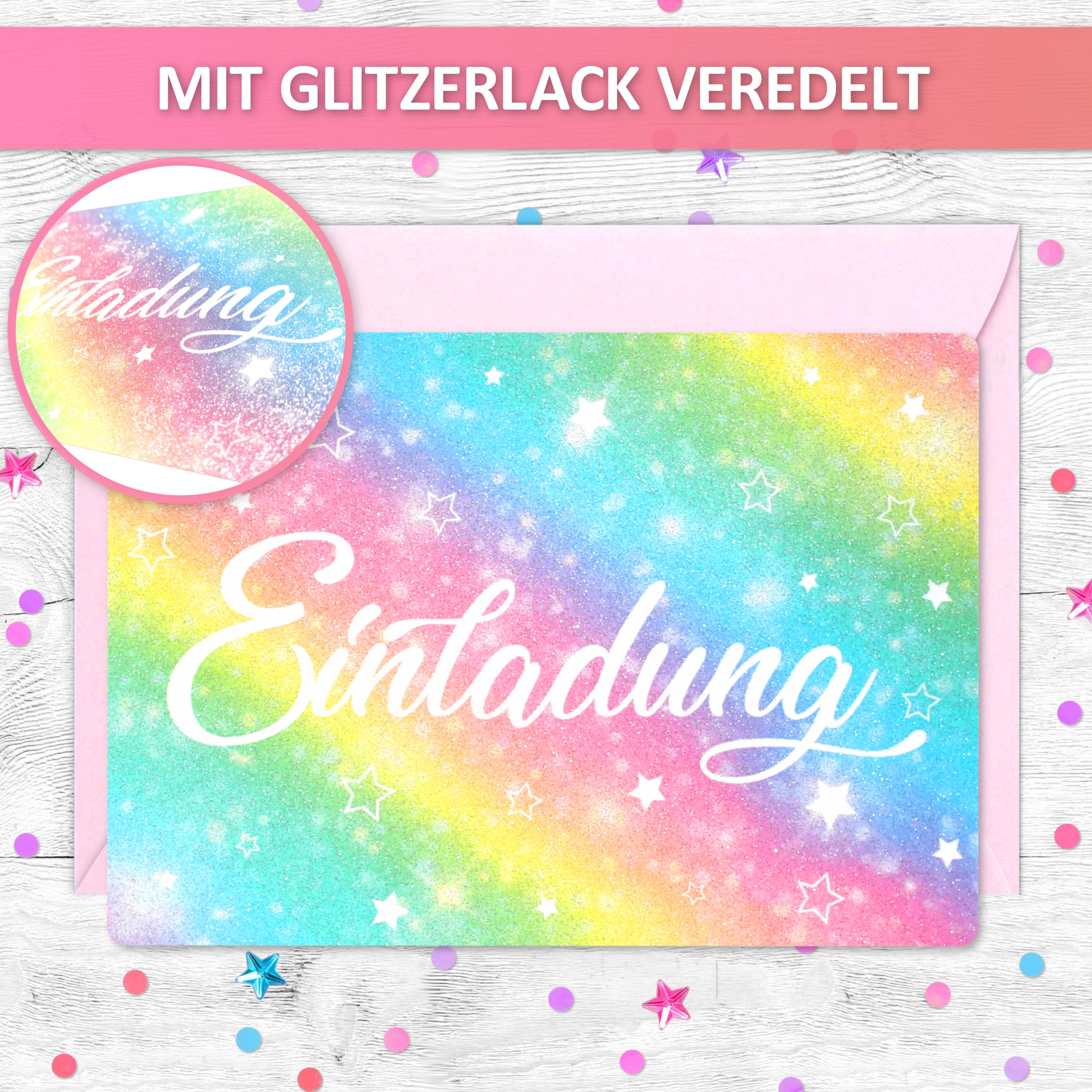 Regenbogen Einladungskarten