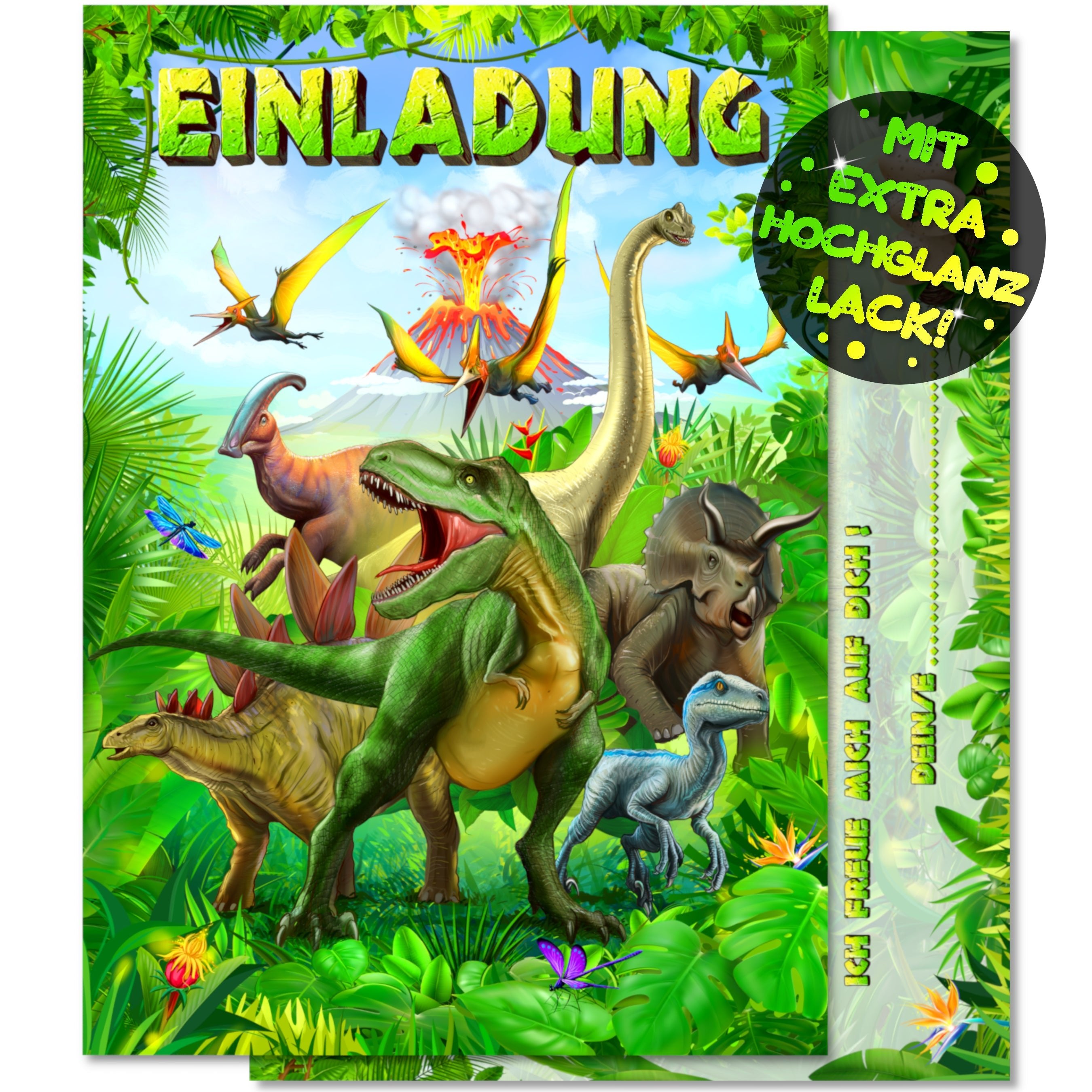 Dinosaurier Einladungskarten für Geburtstage 12x